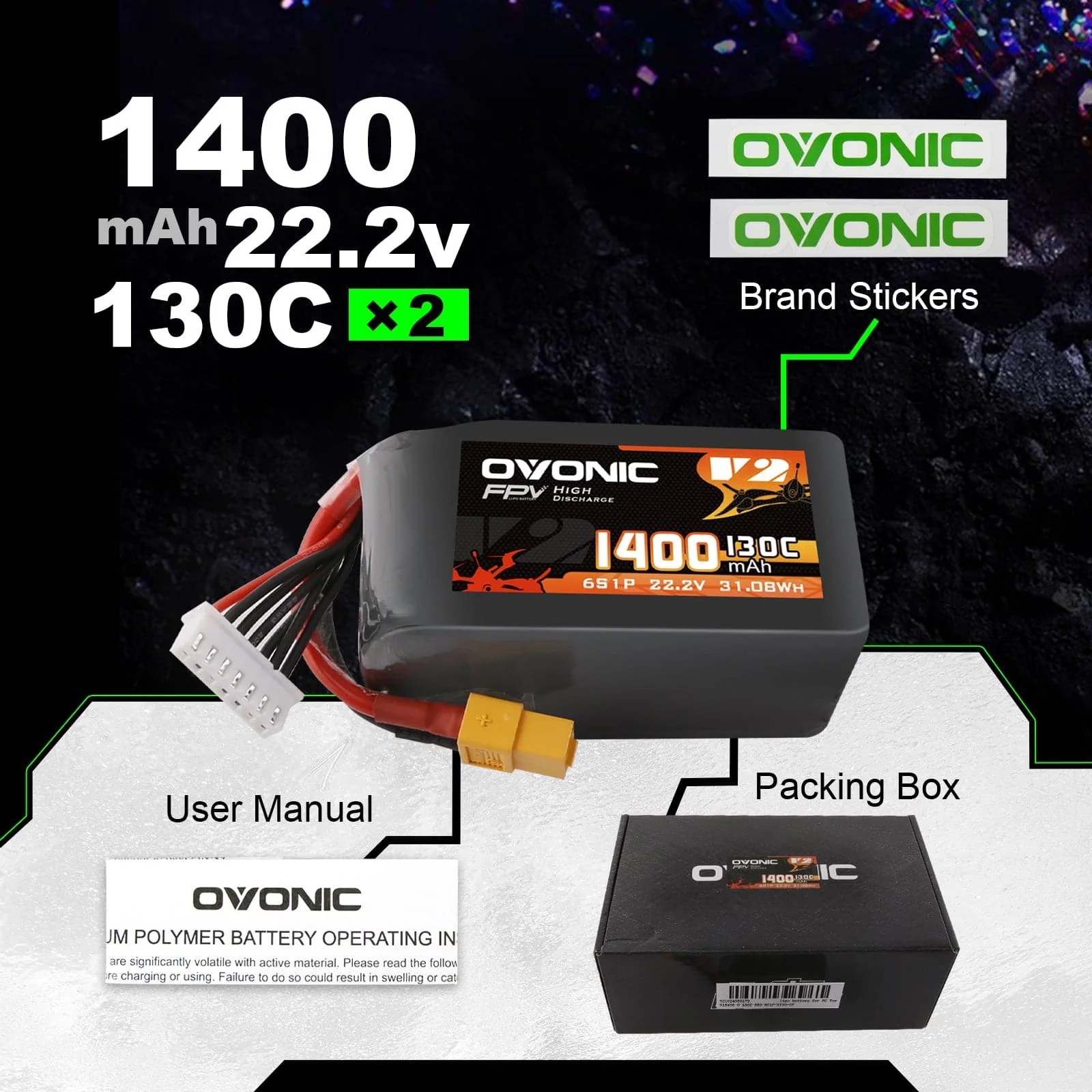 Ovonic 6S 1400mAh 130C LiPo Ba - Drone Frame 5 Inch review and price